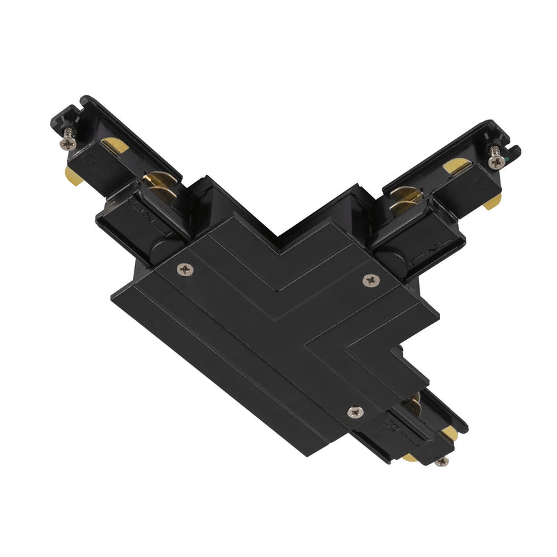 T-connector, for S-TRACK 3-phase mounting track, earth electrode inside left, black, DALI