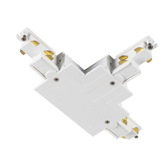 T-connector, for S-TRACK 3-phase mounting track, earth electrode outside left, white, DALI