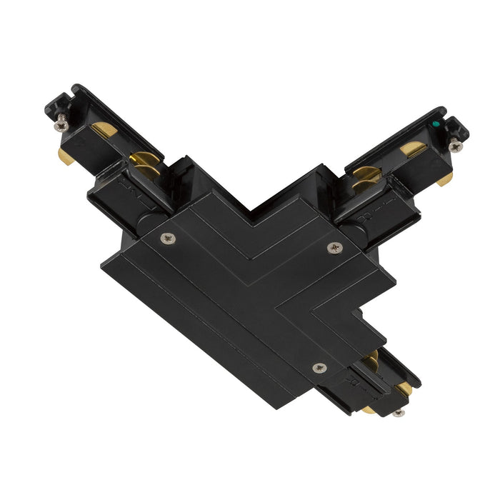T-connector, for S-TRACK 3-phase mounting track, earth electrode inside right, black, DALI