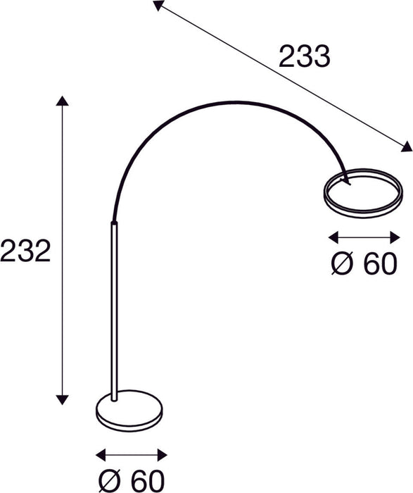 ONE BOW FL, Free-standing lamp black/brass 20W 1200/1200lm 2700/3000K CRI90 140°