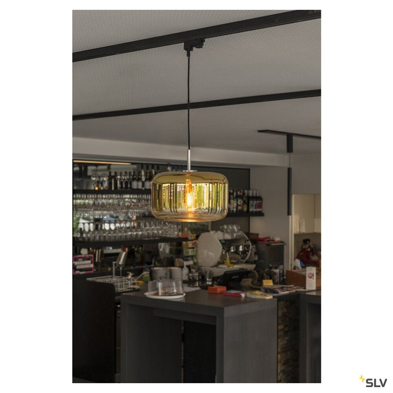 PANTILO 28 PD, E27 pendant light, gold/chrome