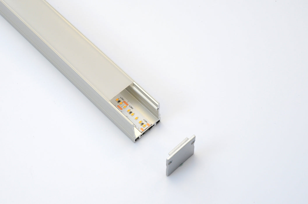 Modular aluminium profile surface mounted / suspended SET (profile, diffuser, endcaps and clips)  2m.