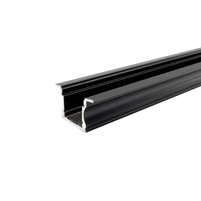 2 Metre Standard Recessed Black Aluminium Profile, 14x25 mm