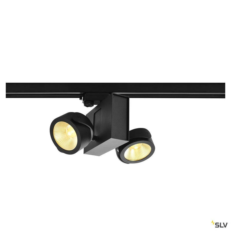 TEC KALU double, black, 24°, 3000K, incl. 3-circuit adapter