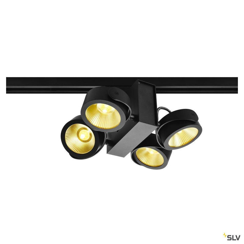 TEC KALU quad, black, 60°, 3000K, incl. 3-circuit adapter