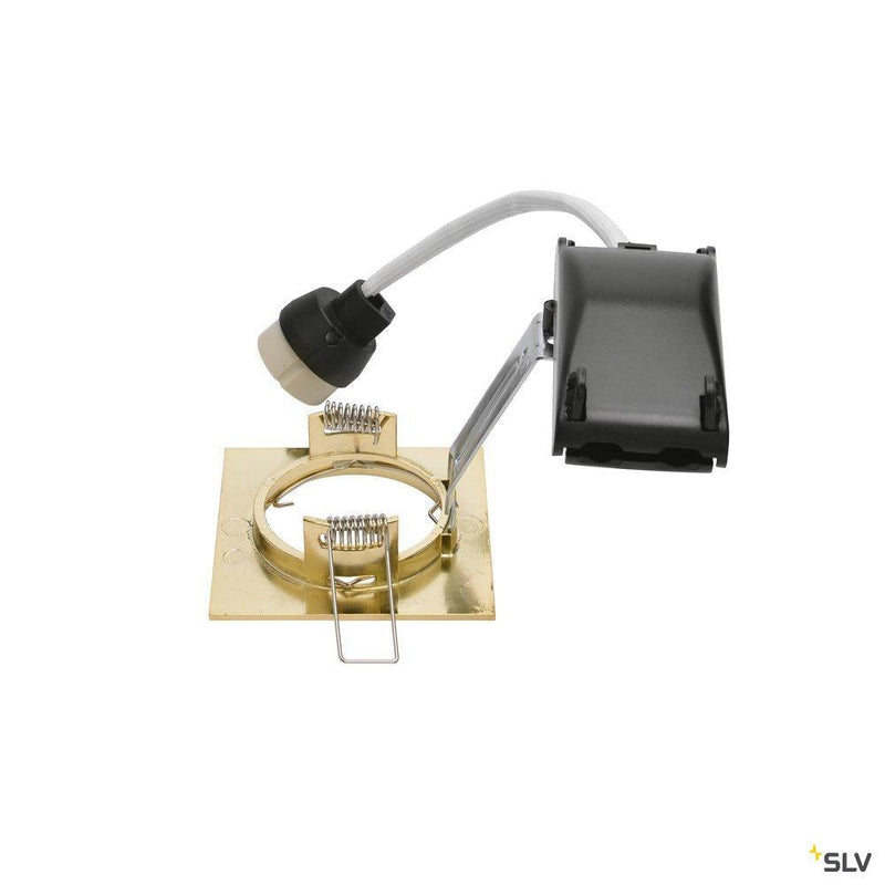 PIKA QPAR51, square, indoor recessed ceiling light, brass, fixed, max. 50W