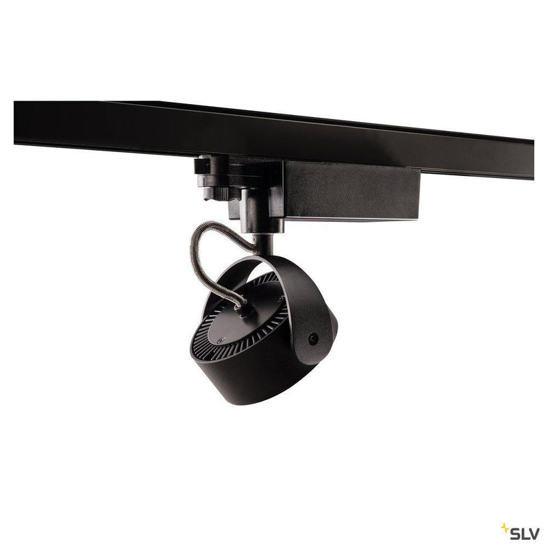 KALU LED Spot for 3 circuit High-voltage Track System, 3000K, black, 60°, incl. 3 circuit adapter