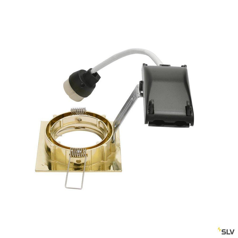 PIKA QPAR51, square, indoor recessed ceiling light, brass, swivelling, max. 50W