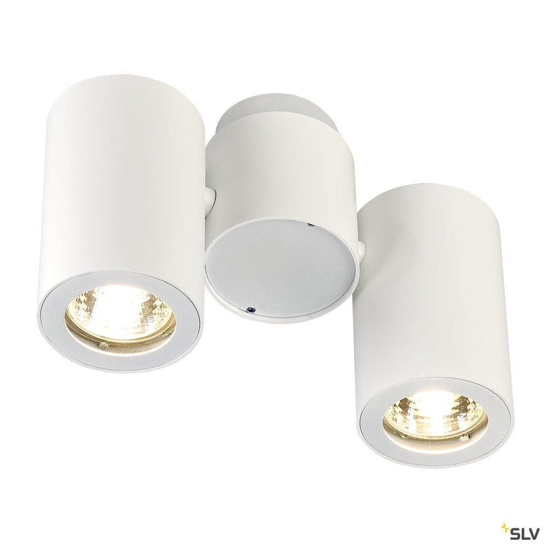 ENOLA_B, wall and ceiling light, double-headed, QPAR51, white, max. 100 W