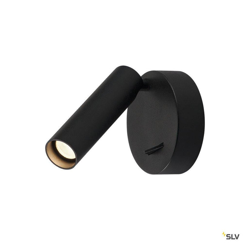 KARPO, wall and ceiling light, single-headed, LED, 3000K, round, black, with switch, 7.5W