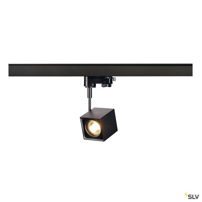 ALTRA DICE, spot for 240V 3-phase track, QPAR51, square, black, max. 50W, incl. 3-phase adapter