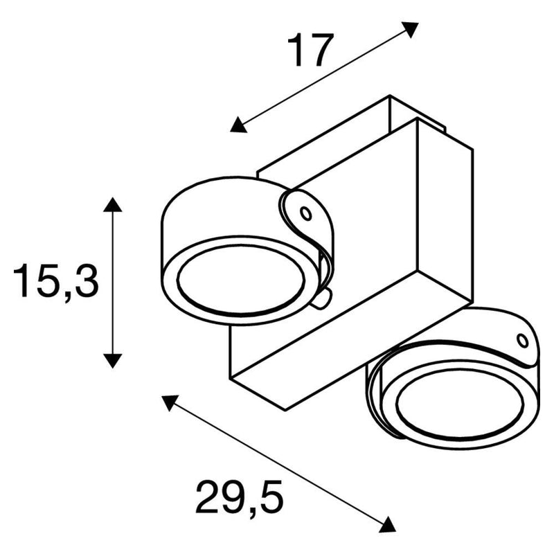 TEC KALU CW, LED Indoor surface-mounted wall and ceiling light double, white/black 60° 3000K
