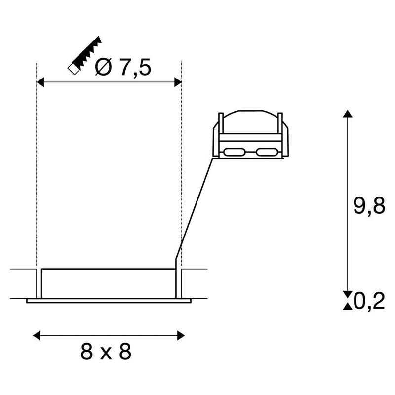 PIKA QPAR51, square, indoor recessed ceiling light, silver-grey, swivelling, max. 50W