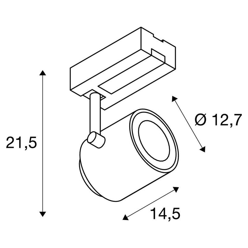 3~ SUPROS TRACK LED 3-circuit system luminaire white 4000K CRI90 60° reflector 2700lm incl. 3-circuit adapter