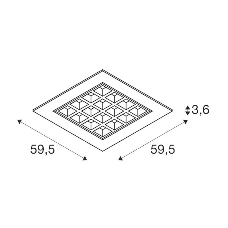 PAVANO 600x600 Indoor LED recessed ceiling light white 3000K UGR<(><<)>16