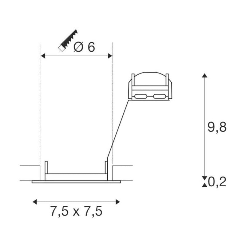 PIKA QPAR51, square, indoor recessed ceiling light, brass, fixed, max. 50W