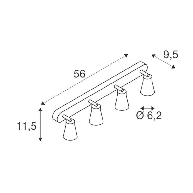 AVO CW Quad, Indoor surface-mounted wall and ceiling light, QPAR51, silver, max. 50W