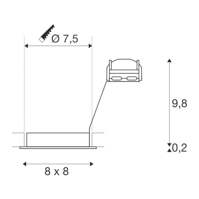 PIKA QPAR51, square, indoor recessed ceiling light, chrome, swivelling, max. 50W