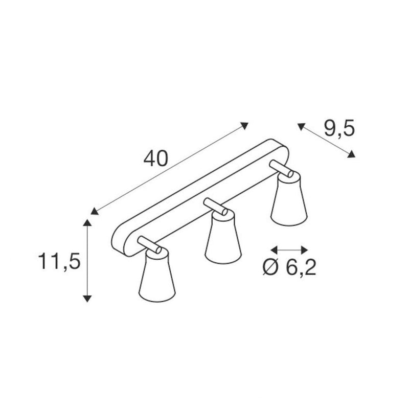 AVO CW Triple, Indoor surface-mounted wall and ceiling light, QPAR51, silver, max. 50W