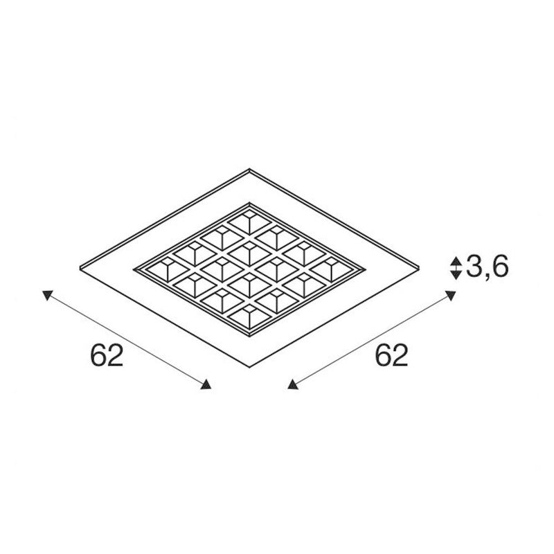 PAVANO 620x620 Indoor LED recessed ceiling light white 3000K UGR<(><<)>16