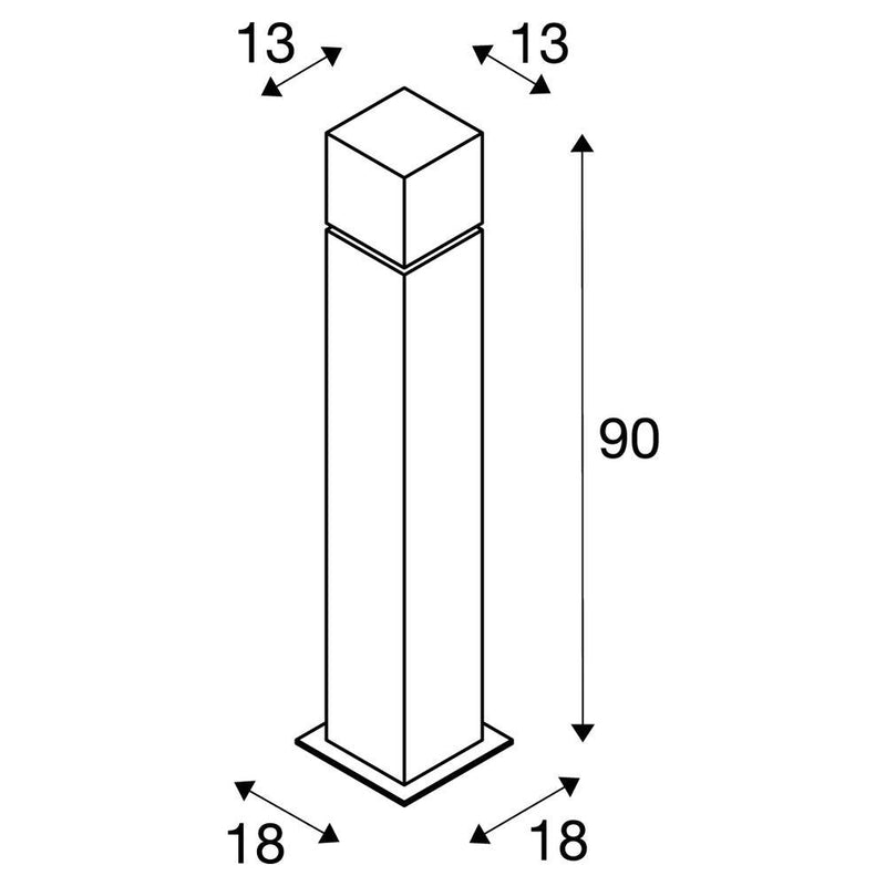 SQUARE POLE 90 LED, LED Outdoor standing light, IP44, stainless steel 316, 3000K