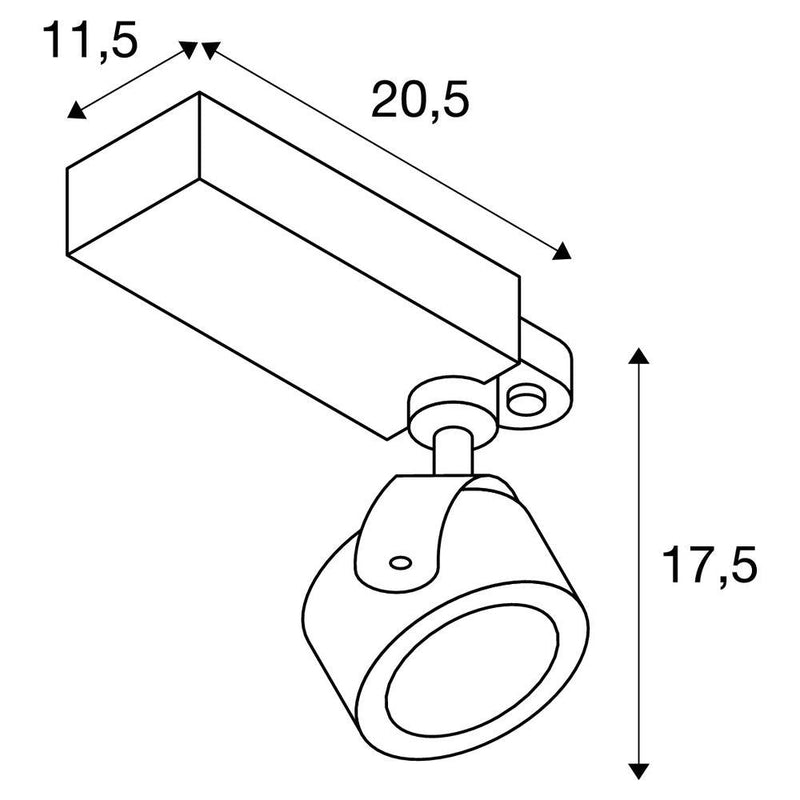 KALU LED Spot for 3 circuit High-voltage Track System, 3000K, black, 60°, incl. 3 circuit adapter