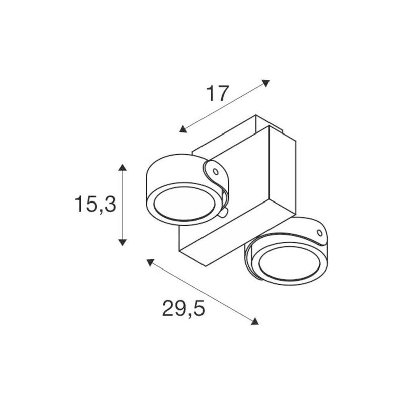 TEC KALU CW, LED Indoor surface-mounted wall and ceiling light, double, black, 60°, 3000K