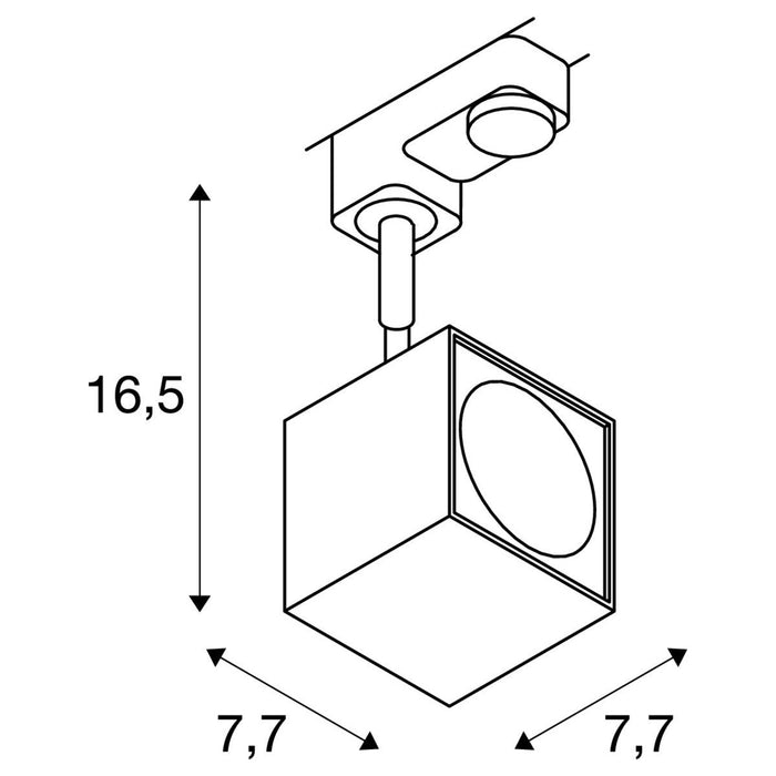 ALTRA DICE, spot for 240V 3-phase track, QPAR51, square, white, max. 50W, incl. 3-phase adapter