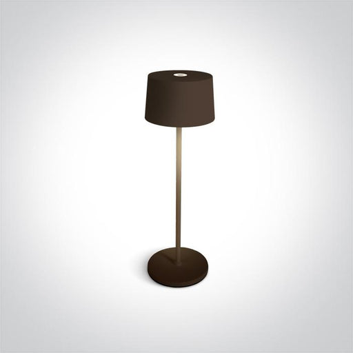 BROWN LED 3,3W WW TABLE LAMP RECHARGEABLE USB SOCKET IP65 DIMMABLE.