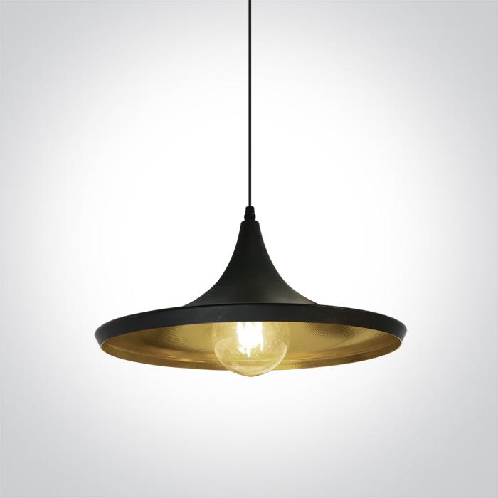 BLACK E27 12W BRASS REFLECTOR.