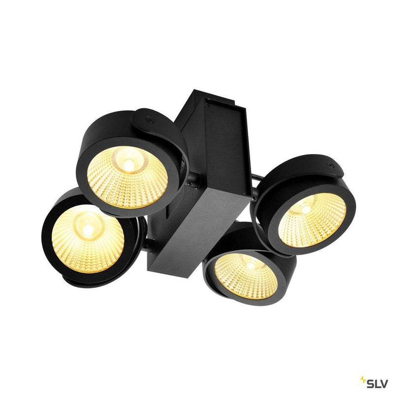 TEC KALU CW, LED Indoor surface-mounted wall and ceiling light, quad, black, 60°, 3000K
