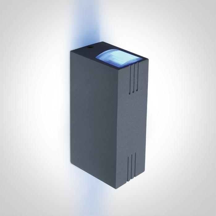 GREY LED 2x3w BL IP54.