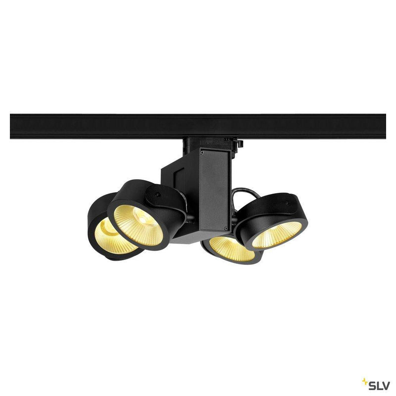 TEC KALU quad, black, 60°, 3000K, incl. 3-circuit adapter