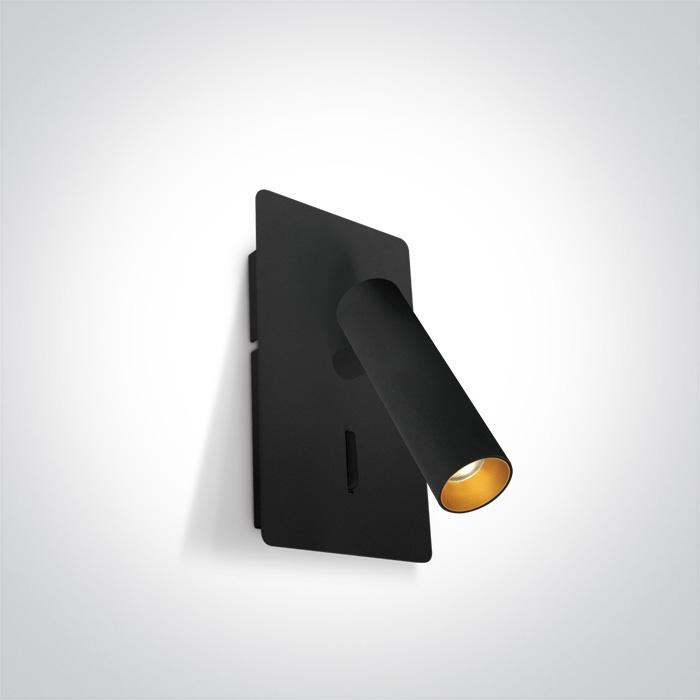 BLACK COB LED 3W WW USB IP20 36deg 230V.