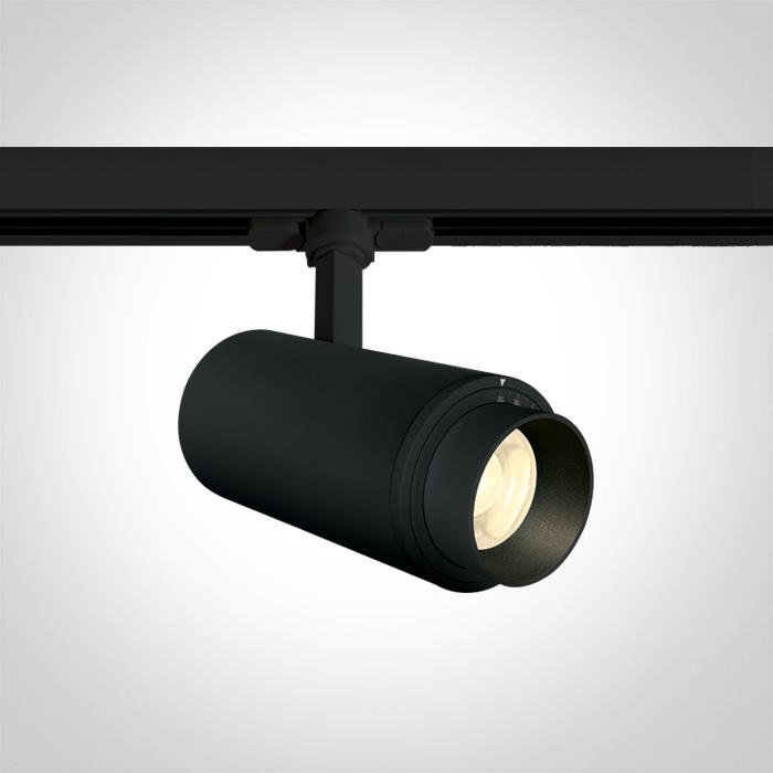 BLACK COB LED 30W CW TRACK SPOT 20-60deg ADJUSTABLE BEAM 230V.