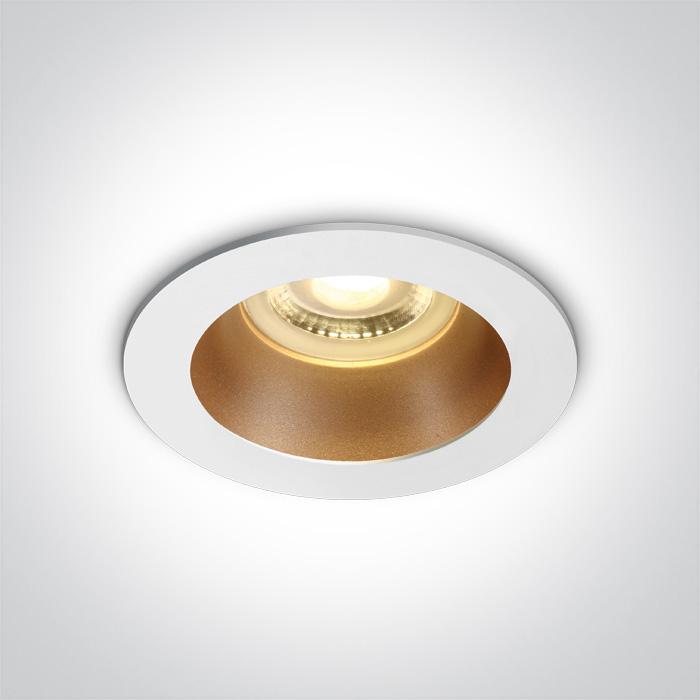 WHITE GU10 10W BRASS REFLECTOR DARK LIGHT.