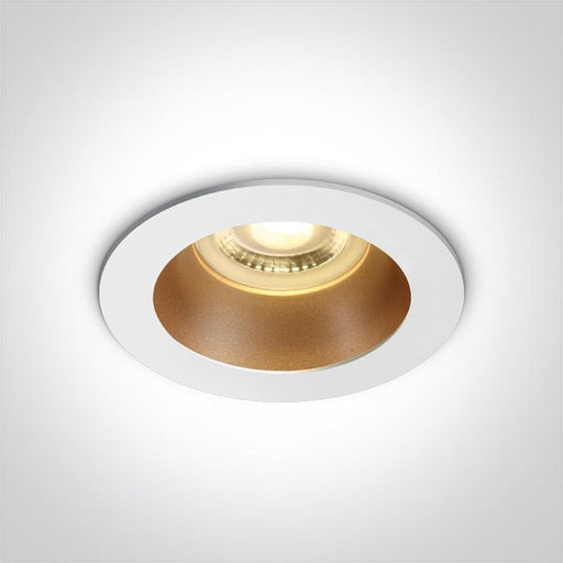 WHITE GU10 10W BRASS REFLECTOR DARK LIGHT.