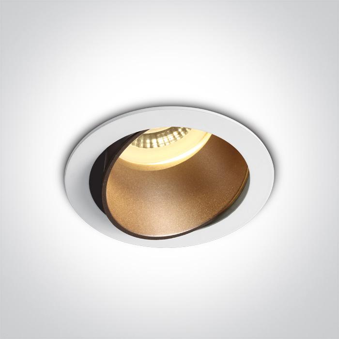 WHITE GU10 10W BRASS REFLECTOR DARK LIGHT ADJUSTABLE.