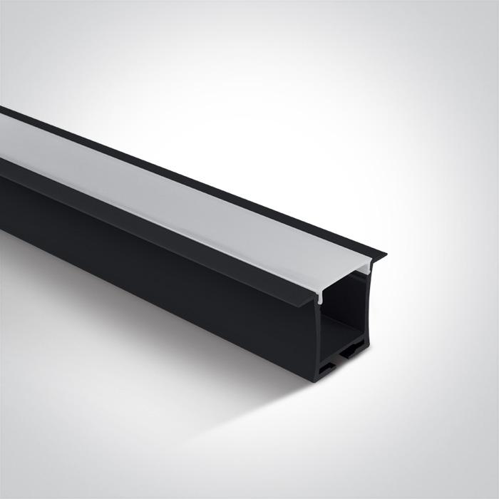 BLACK RECESSED PROFILE 2m + PC opal diffuser.
