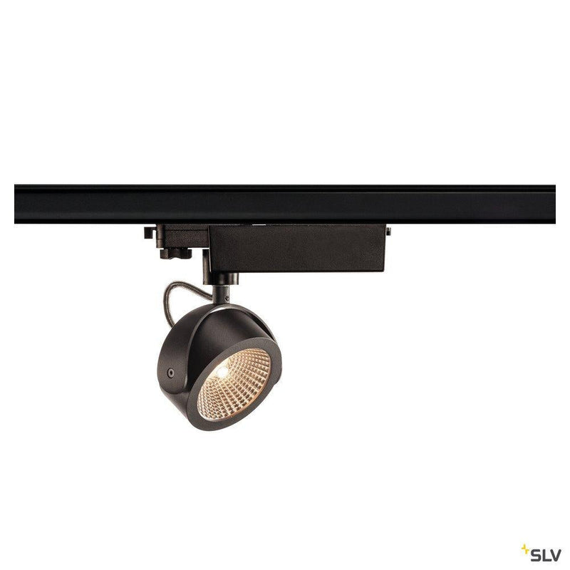 KALU LED Spot for 3 circuit High-voltage Track System, 3000K, black, 60°, incl. 3 circuit adapter