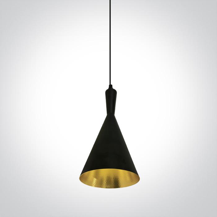 BLACK E27 12W BRASS REFLECTOR.
