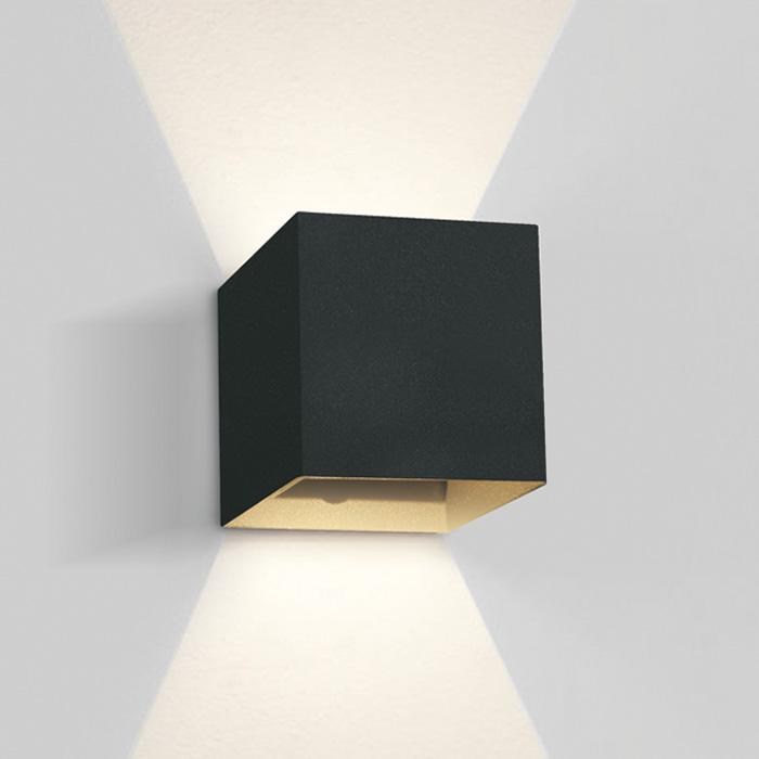 BLACK WALL LED 2x3W WW IP54 DARK LIGHT 100-240V.
