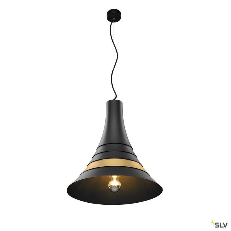 BATO 45 PD, Indoor pendant light, black/brass, E27, max. 60W