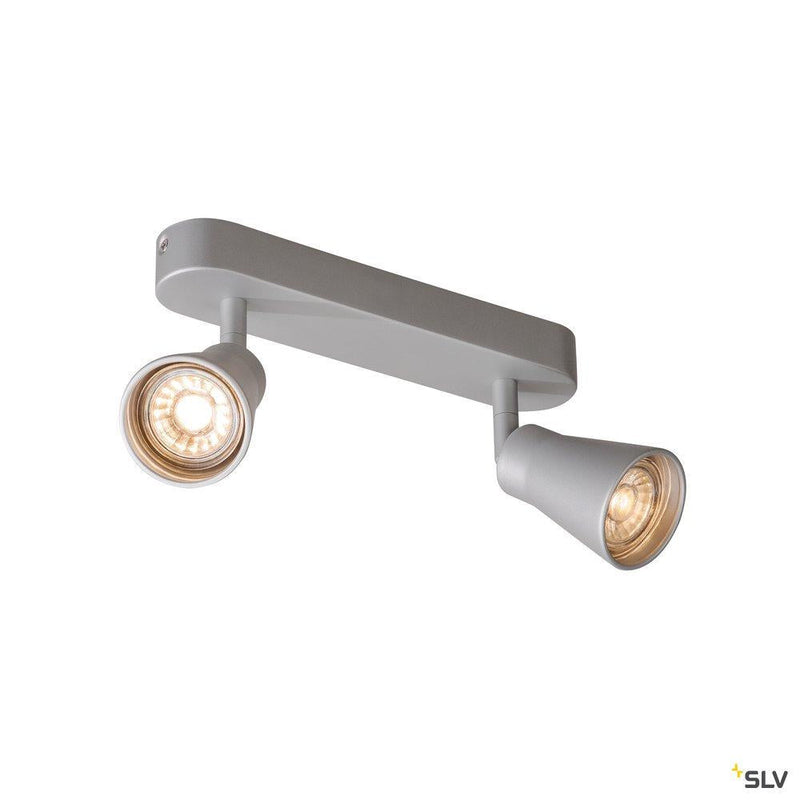 AVO CW Double, Indoor surface-mounted wall and ceiling light, QPAR51, silver, max. 50W