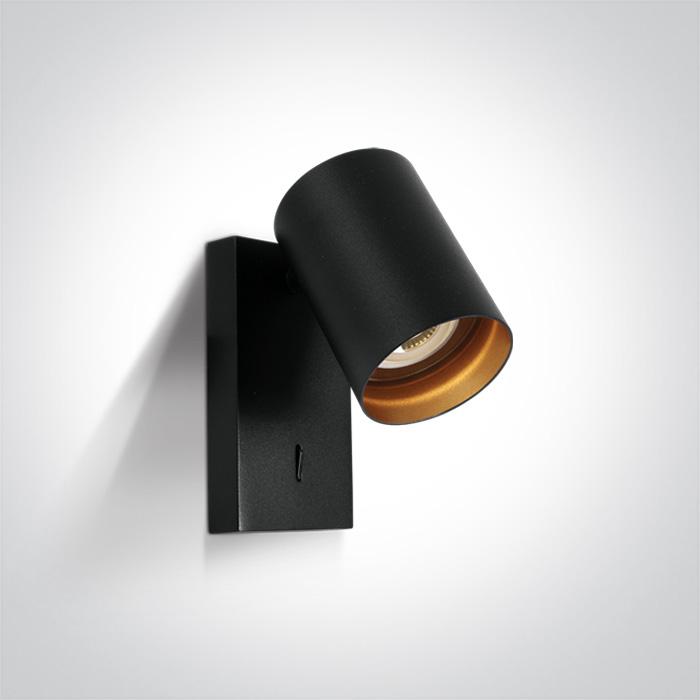 BLACK GU10 10W DARK LIGHT WITH SWITCH.