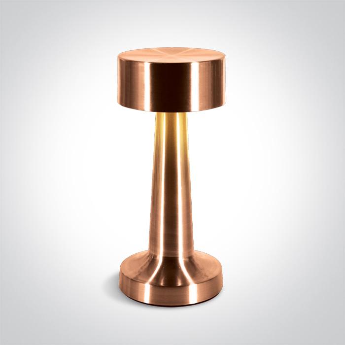 COPPER TABLE LAMP 3w WW IP54 USB SOCKET RECHARGABLE DIMMABLE