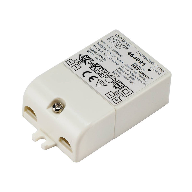 LED DRIVER, 9W, 500mA, incl. strain-relief.