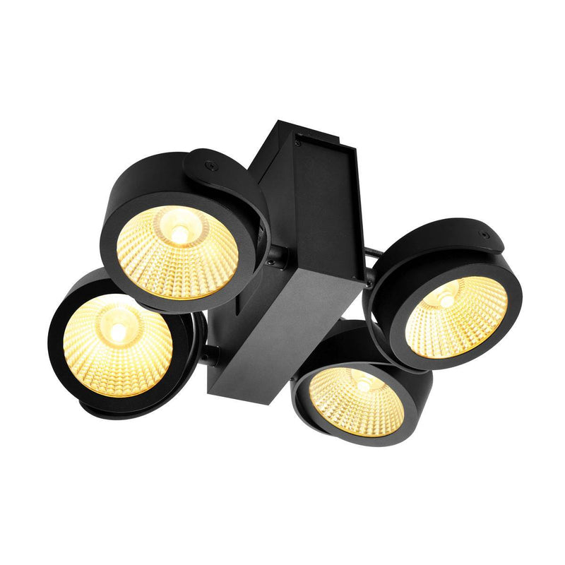 TEC KALU CW, LED Indoor surface-mounted wall and ceiling light, quad, black, 60°, 3000K