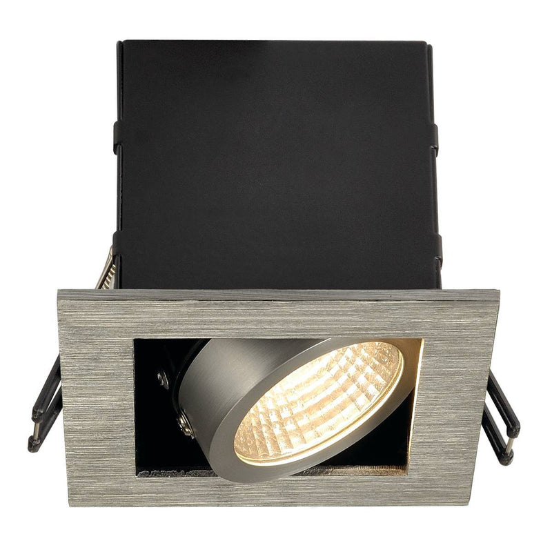 KADUX LED DL SET, square, alu brushed, 9W, 38°, 3000K, incl. driver