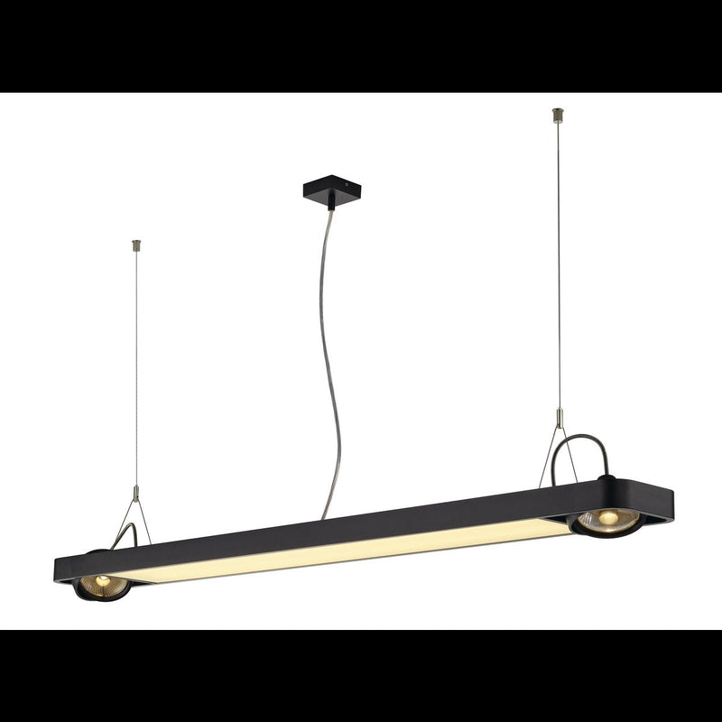 AIXLIGHT R2 OFFICE LED LONG, pendant, black, LED + 2x QPAR111, max. 75W, 153cm